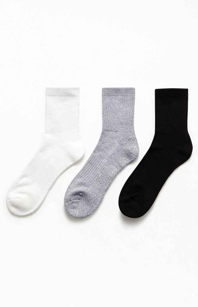 3-Pack Tri-Color Quarter Socks