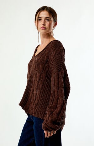 Laney V-Neck Cable Knit Sweater image number 3
