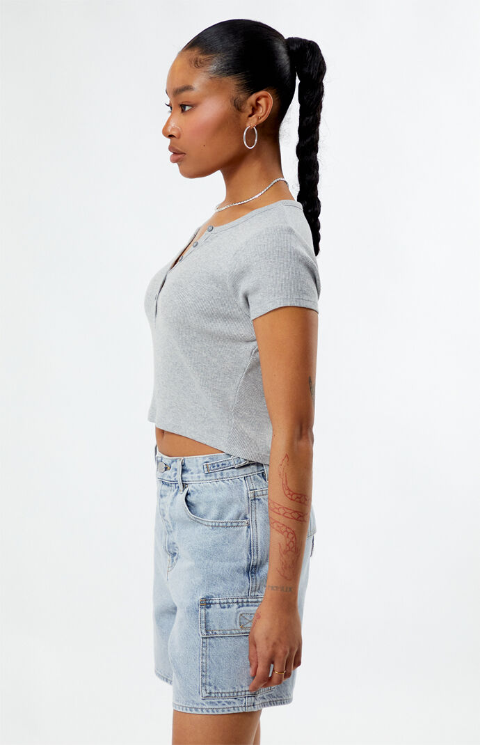 トップス L'Appartement HENLEY SHORT TOP L´Appartement HENLEY SHORT TOP