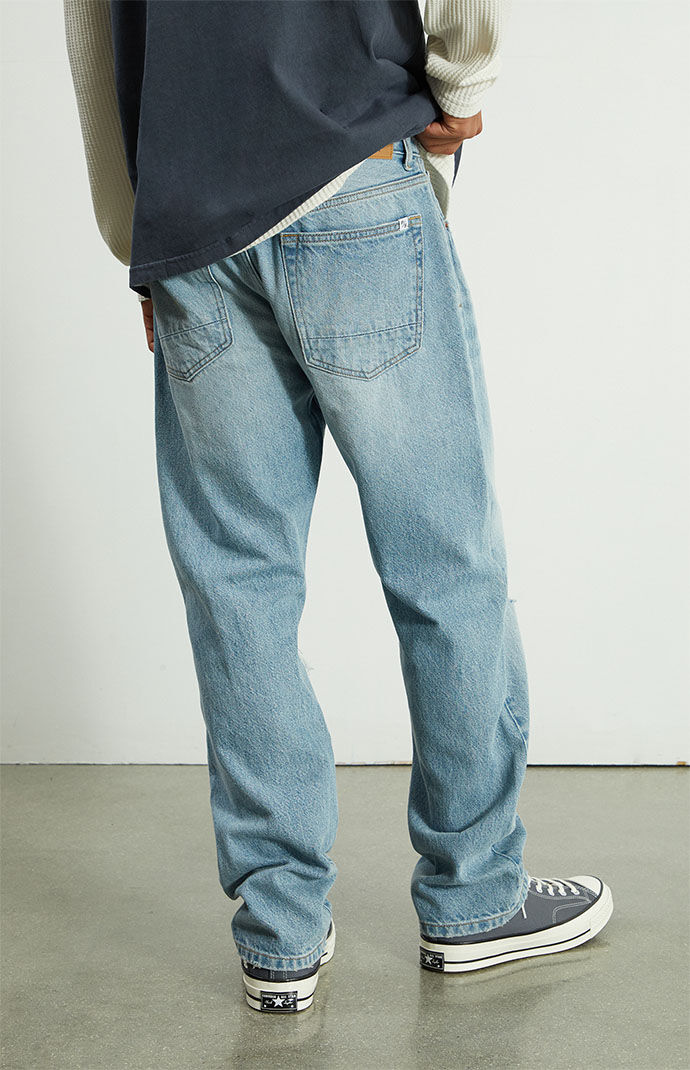 PacSun Men's Cade Straight Jeans In Medium Indigo - Relaxed Fit, 5-Pocket Style