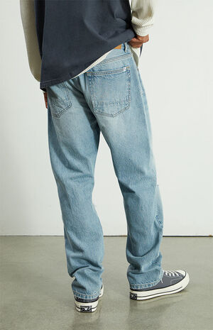 Eco Medium Indigo Ripped Straight Jeans image number 4