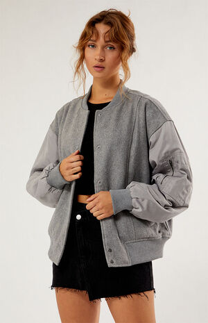Wool Bomber Varsity Jacket image number 1