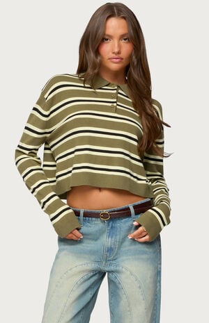 Shelby Striped Polo Sweater image number 1