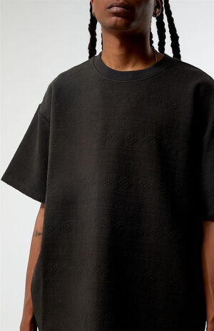 Charcoal Oversized Jacquard Knit T-Shirt image number 2