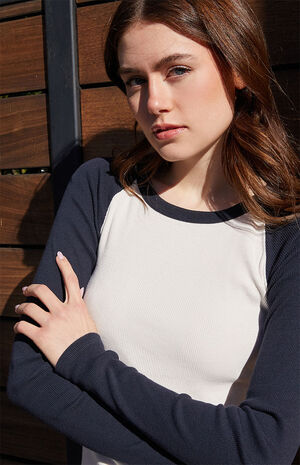 White & Black Bella Long Sleeve Colorblock Top image number 2