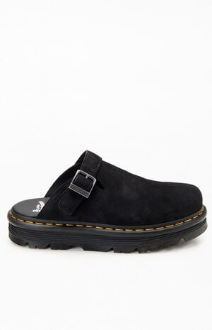 Black Zebzag Suede Slingback Platform Mules