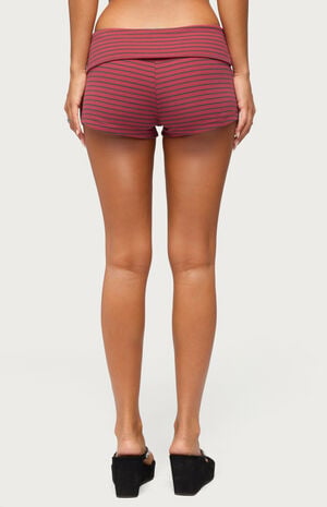 Monikah Striped Foldover Micro Shorts image number 3