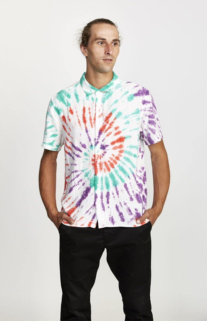 Tie-Dyed Freepoint Short Sleeve Button Up Shirt