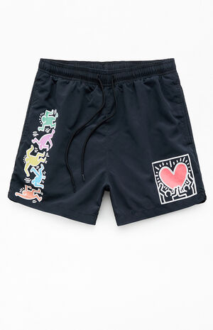 Keith Haring Heart 4" Swim Trunks image number 1