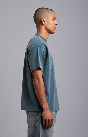 Blue Vintage Wash Heavyweight Oversized T-Shirt image number 4
