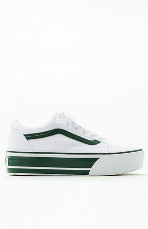 White & Green Old Skool Stackform Sneakers image number 1