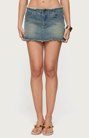 Levana Distressed Denim Mini Skirt image number 1