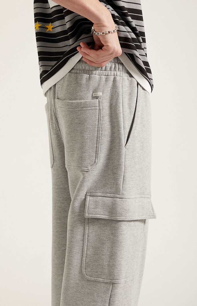 Pacsun Gray Fleece Extreme Baggy Cargo Sweatpants