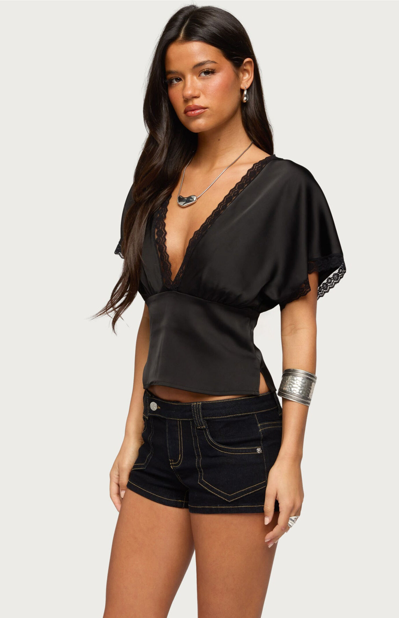 Edikted Ihara Lacey Cinched Waist Top