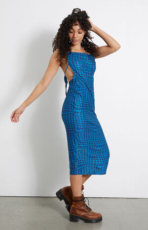Wavy Checker Midi Dress image number 3