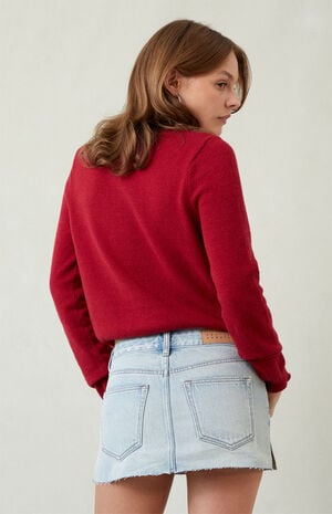 Lara Light Indigo Raw Cut Low Rise Denim Mini Skirt image number 4