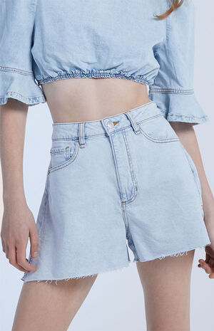 High Rise Denim Boyfriend Shorts image number 2