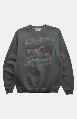 '90s Horses Painting Crew Neck Sweatshirt image number 1