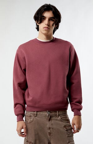 Brown Solid Crew Neck Sweatshirt