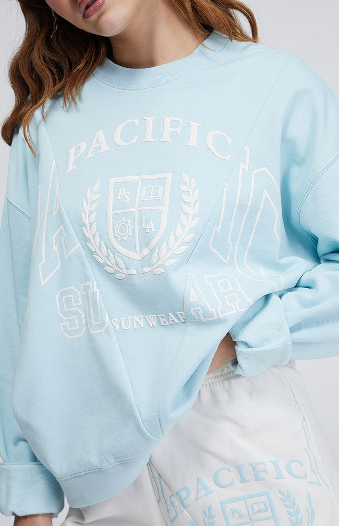 Blue Spliced Crew Neck Sweatshirt | PacSun