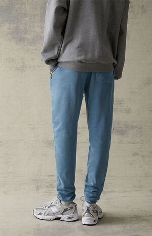 Fleece Washed Blue Jogger Sweatpants image number 4