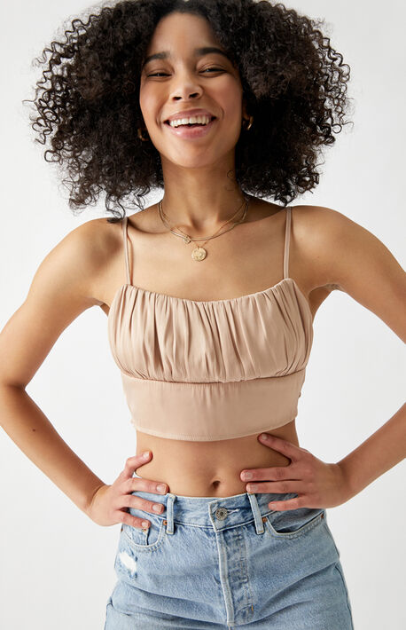 Shirred Satin Cami Top