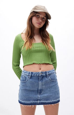 Eco Dark Blue Low Rise Mini Skirt image number 2