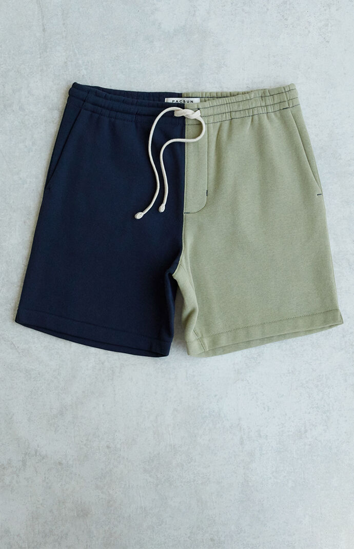 Blue & Green Split Volley Sweat Shorts