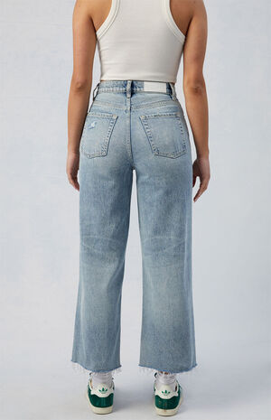 Eco Medium Indigo Ripped Nora Cropped Wide Leg Jeans image number 4
