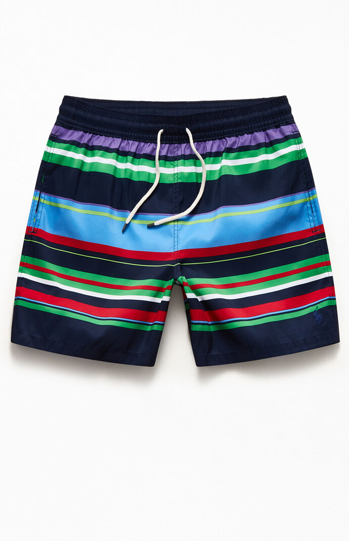 Recycled Bermuda Striped 18" Swim Trunks