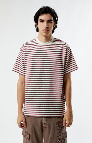 Red Compass Striped Texture T-Shirt image number 1
