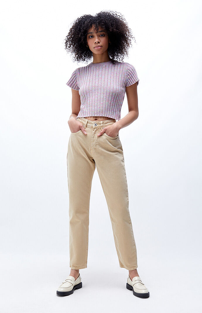 Jean mom fit beige cheap