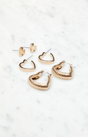 3 Pack Heart Earrings image number 2