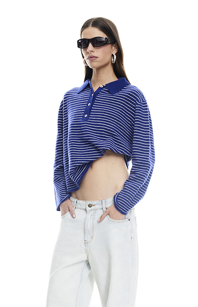LIONESS Mayfair Striped Jersey Long Sleeve Top