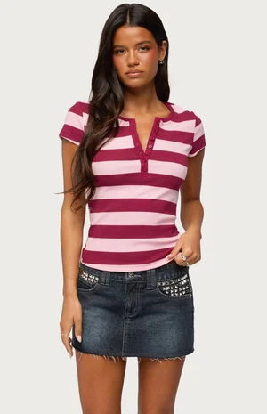 Rhianon Striped Henley Top image number 1