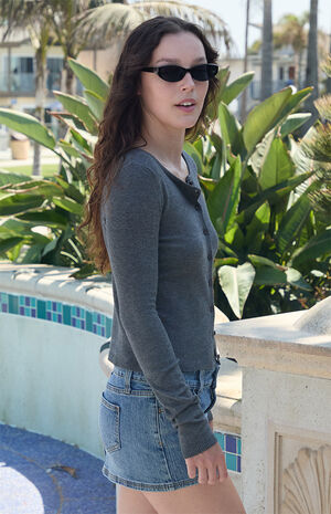 Gray Soft Button Down Cardigan image number 2