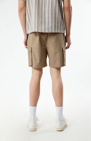 Brown Stretch Cargo Shorts image number 4