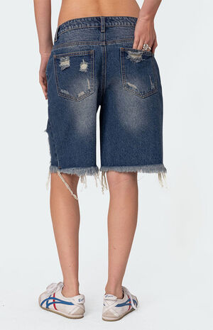 Distressed Denim Bermuda Shorts image number 5