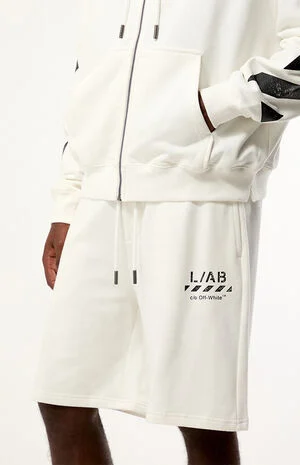 Diagonal Open Hem Jogger Sweat Shorts image number 5