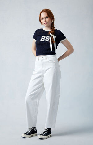 Eco White Barrel Jeans image number 1