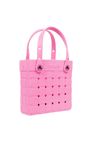 Pink Small Woven Crossbody Tote Bag image number 2
