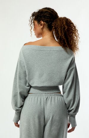 Active French Terry Off-The-Shoulder Sweatshirt image number 4