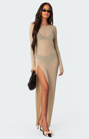 Glitter Mesh Slitted Maxi Dress image number 2