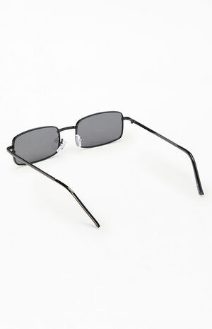 Black Metal Rectangle Sunglasses image number 2
