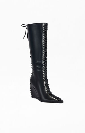 Women's Thaumus Black Wedge Boots image number 2