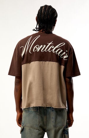 Brown Montclair Cropped Color Block T-Shirt image number 2