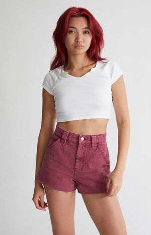 Mauve Utility Straight Leg Denim Shorts image number 1