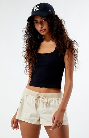 Off White Low Rise Cargo Shorts image number 1