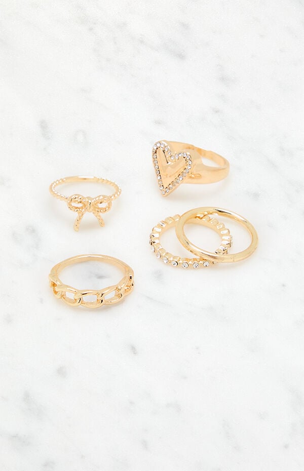 LA Hearts 5 Pack Dainty Rings