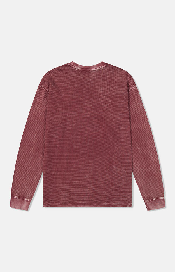 WeSC America Inc Red Thermal Enzyme Washed Vertical Logo Long Sleeve T-Shirt